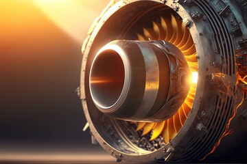 airplane engine parts closeup, aeronautical engineering concept, generative ai