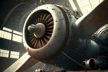 Airplane Engine Construction, Aeronautical Engineering Concept, generative ai composite