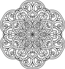 Black and white Mandala illustration Hand drawn outline Mandala.Mandalas for coloring book