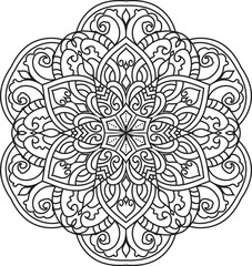 Black and white Mandala illustration Hand drawn outline Mandala.Mandalas for coloring book