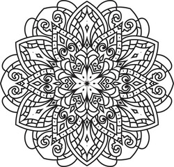 Black and white Mandala illustration Hand drawn outline Mandala.Mandalas for coloring book