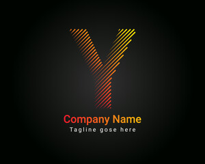 Letter Y Initial minimal line font style Logo in colorful strokes. Creative typography letter Y logo design
