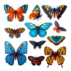 Plakat set vector illustration of butterfly isolate on white background