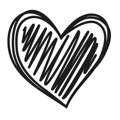 Hand drawn heart. Scribble heart vector icon. Design element for Valentine's day illustration.