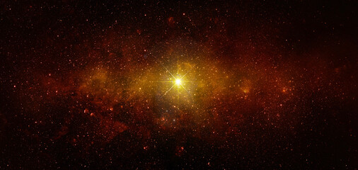 Fototapeta na wymiar Space scene with stars in the galaxy. Panorama. Universe red filled with stars, nebula and galaxy,. Elements of this image furnished by NASA
