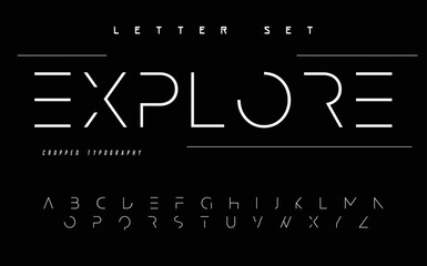 Vector illustration abstract technology font with techno effect. Digital space letter concept. Typography in futuristic minimalist display style.