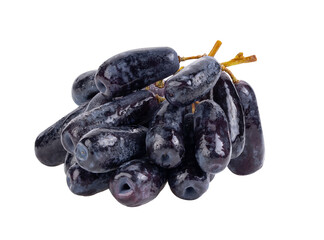 Black grapes with drop of water isolated on transparent png