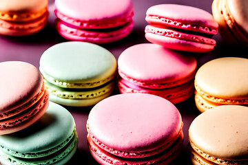 Fototapeta na wymiar Sweeten Your Valentine's Day with These Mouthwatering Chocolate and Pink Macarons Generative AI