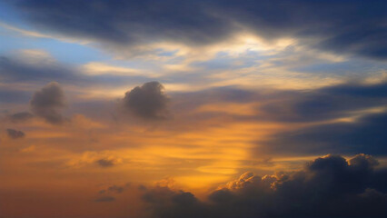 Fototapeta na wymiar Beautiful sunset sky and dramatic sky