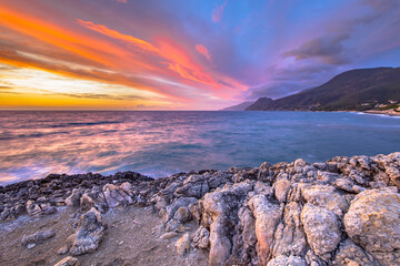 Sunset over Mediterranean sea