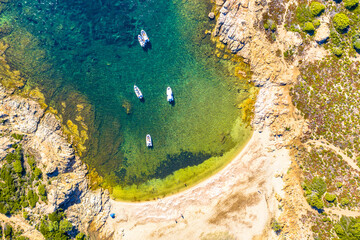 Top down view of Corsican rocky coast