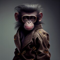 Schimpanse Portrait blick in die Kamera, ai generativ
