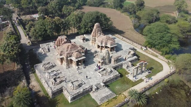 Udaipur, Rajasthan, India 1st January 2023: Sahasra Bahu, Sasbahu or Sas Bahu Temples Udaipur, at Nagada, Rajasthan, are a pair of late 10th-century Hindu temples dedicated to veerabadra.