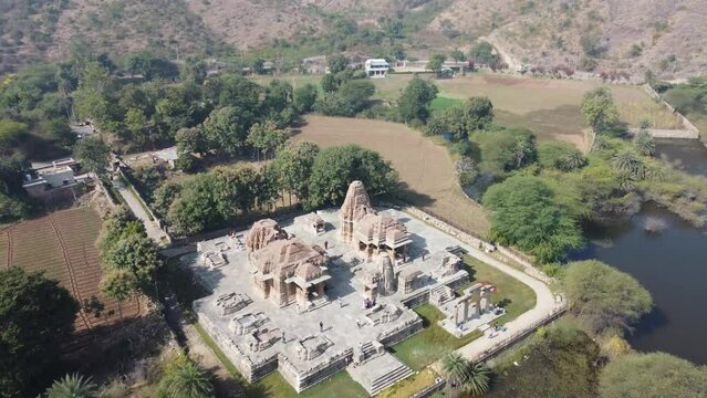 Udaipur, Rajasthan, India 1st January 2023: Sahasra Bahu, Sasbahu or Sas Bahu Temples Udaipur, at Nagada, Rajasthan, are a pair of late 10th-century Hindu temples dedicated to veerabadra.