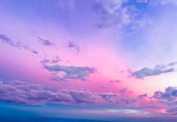 Obraz premium Abstract background. Bright, pink sky with clouds, sunset, sunrise in the sky. Natural background. Copy space