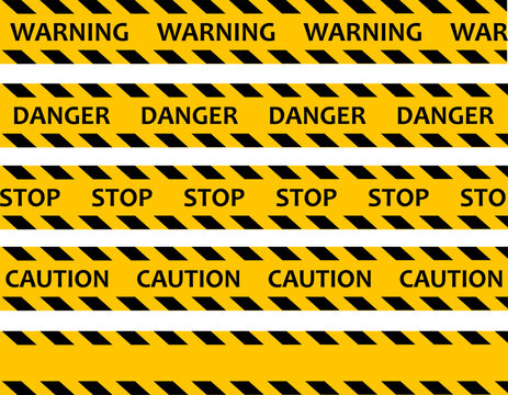 Do not cross. Increased danger. The tape is protective yellow with black. Stop. Caution and warning.