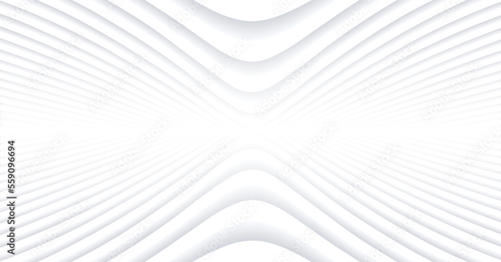 Poster Abstract white background with 3d lines pattern,  minimal white gray striped vector background illustration for business presentation