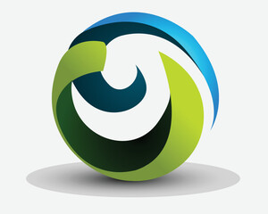 3d logo design ball circle gaming detailed x blue orange modern