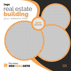 Real estate social media post bundle design, modern Real Estate social media post Template, Real estate social media post web banner template design,Real Estate Social Media Feed Template