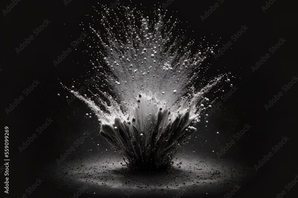 Poster water sprayed. water droplets and splashes isolated on a dark backdrop. generative ai