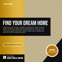 Real estate social media post bundle design, modern Real Estate social media post Template, Real estate social media post web banner template design,Real Estate Social Media Feed Template