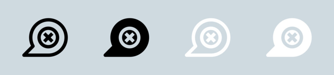 Failed chat icon set in black and white. Message signs vector illustration.