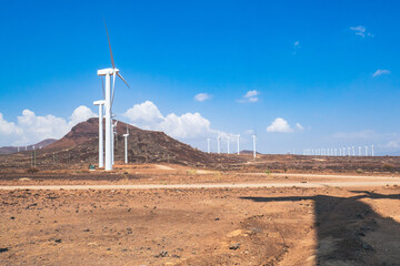 Wind power generation turbine in Loiyangalani District in Turkana County, Kenya