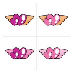 purple heart icon with wings illustration.