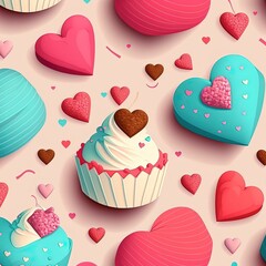 Valentine's day patterns graphic.Generative AI