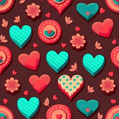Valentine's day patterns graphic.Generative AI