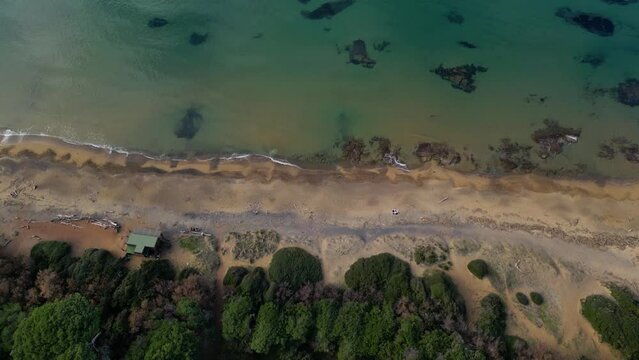 Top view of the beach of the gulf of Baratti Tuscany Italy