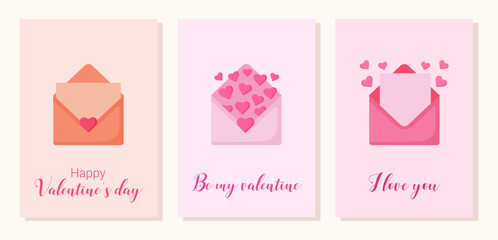 Fototapeta na wymiar set of cards for valentine's day