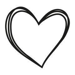 Hand drawn heart icon. Black scribble heart vector.