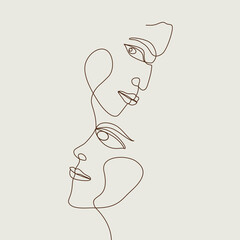 Woman face in one line art style. Continuous line art in elegant style for prints, tattoos, posters, textiles, cards etc. Beautiful woman face Vector illustration