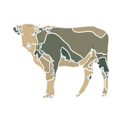 abstract shape design of a cow with a transparent background