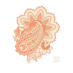 Paisley vector isolated pattern. Damask floral illustration in batik style