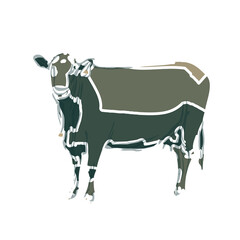 abstract shape design of a cow with a transparent background