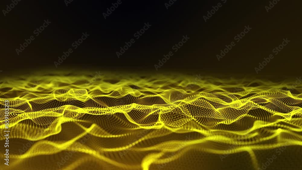 Poster abstract gold particle wave and light abstract background