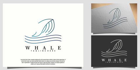 whale logo design with mockup creative concept © RONNY