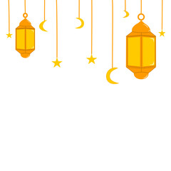 ramadan islamic lantern with crescent moon and star