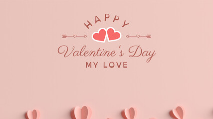 happy Valentine Day wish image with heart bacgkround