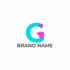 ILLUSTRATION LETTER G WITH LOVE, HEART SIMPLE MODERN LOGO ICON DESIGN VECTOR