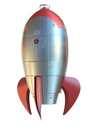 3D Illustration Art of A Rocket.  Isolated or Die Cut on Transparent Background.