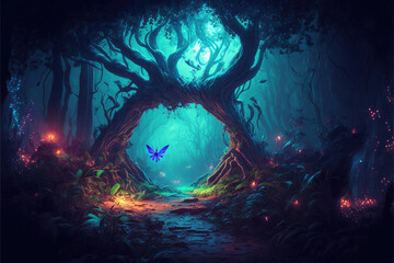 Obraz na płótnie Canvas A path through a magical fantasy forest, Generative AI