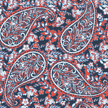 Paisley Floral oriental ethnic Pattern. Seamless Vector Ornament. Damask fabric patterns.