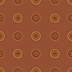 Floral Ethnic Seamless Pattern with hand drawn Tribal style elements. Organic shape background.