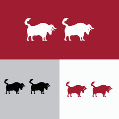 Bull animal vector logo design . icon logo . silhouette logo 