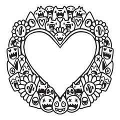 Cute monster Valentine doodle frame 