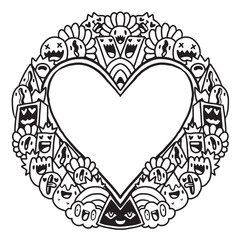 Cute monster Valentine doodle frame 