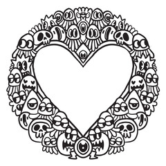 Cute monster Valentine doodle frame 